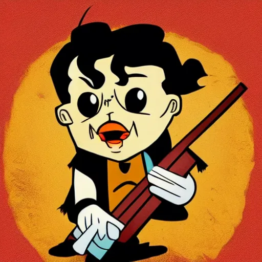 Image similar to leatherface as a disney hero, animation