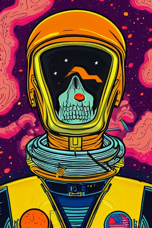 Image similar to portrait of a astronaut skeletor, art by butcher billy, sticker, colorful, illustration, highly detailed, simple, smooth and clean vector curves, no jagged lines, vector art, smooth