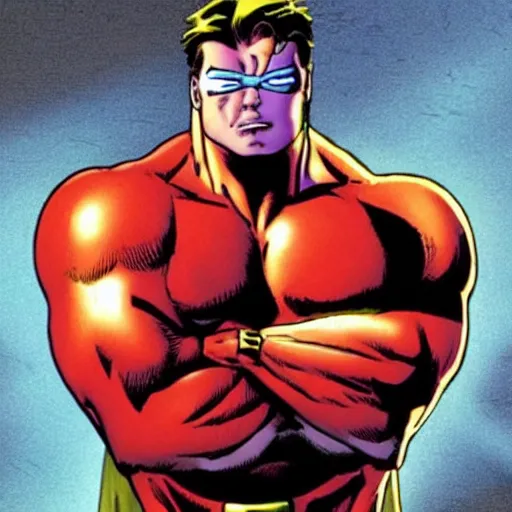 Image similar to rob liefeld, superhero, thick chest