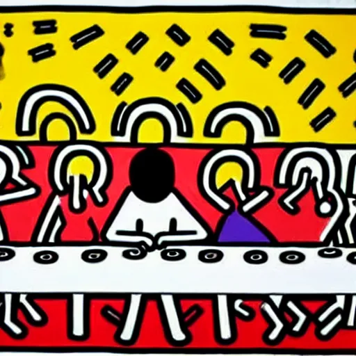 Image similar to The last supper, by Keith Haring