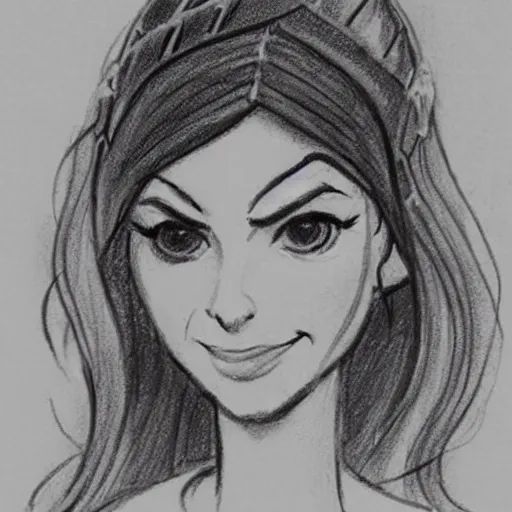 Image similar to milt kahl sketch of victoria justice as princess padme in star wars episode 3