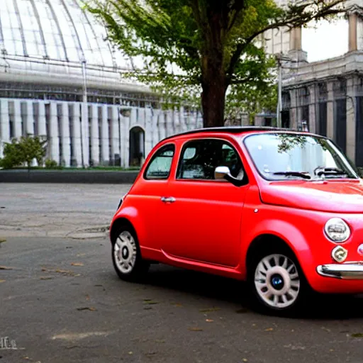 Prompt: fiat 5 0 0, prototype demo at the hall of science