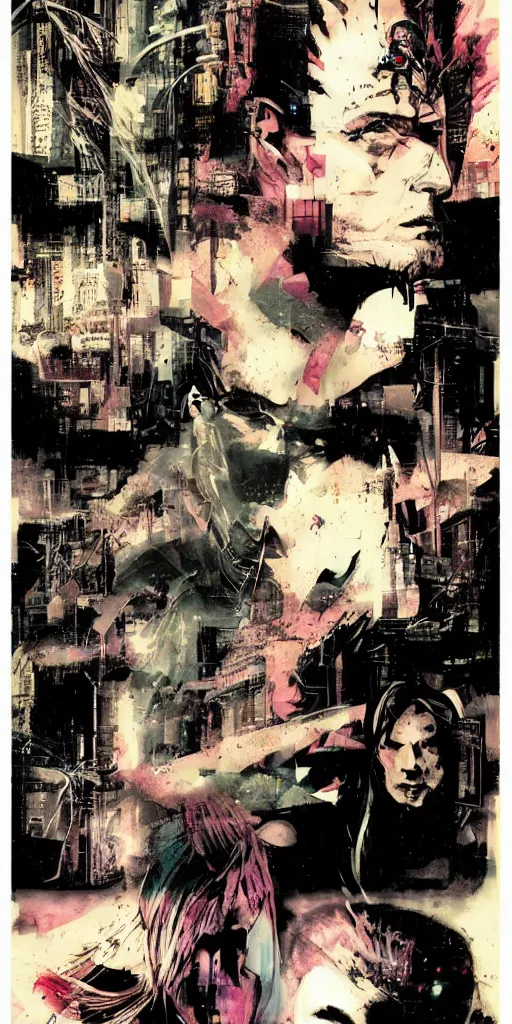 Image similar to cyberpunk dreaming by bobby zeik and bill sienkiewicz and david mack and dave mckean