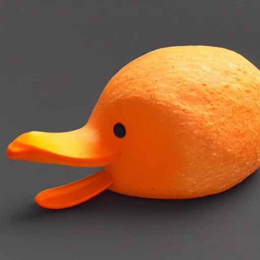 Prompt: An orange duck that is made of bread, realistic, ultra high detail, 8k.