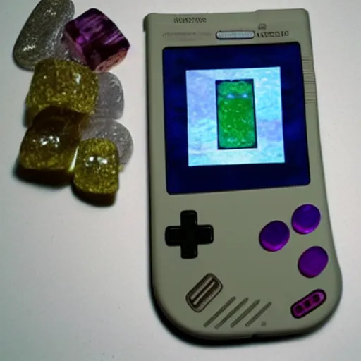 Prompt: gameboy made from gems