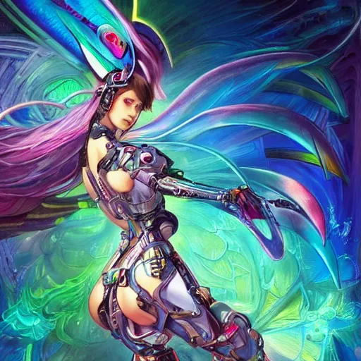 Prompt: A cyborg prismatic hummingbird anime waifu as the ultimate tyrant emperor of the universe. Trending on ArtStation Trending on Pixiv. A vibrant digital oil painting. A highly detailed sci-fi fantasy character illustration by Wayne Reynolds and Charles Monet and Gustave Dore and Carl Critchlow and Bram Sels and Alphonse Mucha.