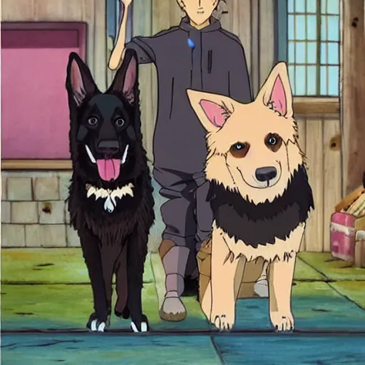 Prompt: German Shepherd, studio Ghibli, anime