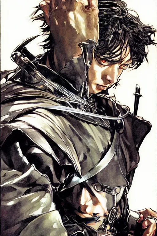 Prompt: attractive man, the lord of the rings, painting by j. c. leyendecker, yoji shinkawa, katayama bokuyo