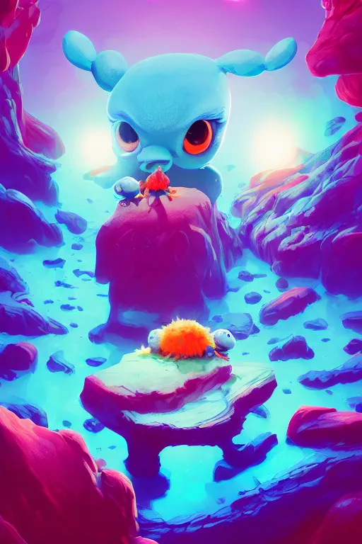 Image similar to smurf ghost creature animal sushi cristal very big eye roots cactus elemental flush of force nature micro world fluo fishscale, behance hd by jesper ejsing, by rhads, makoto shinkai and lois van baarle, ilya kuvshinov, rossdraws radiating a glowing aura global illumination ray tracing hdr