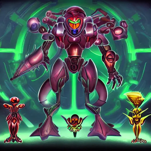 Prompt: metroid ing dark world concept art