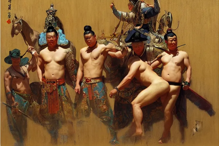 Image similar to tang dynasty, painting by gaston bussiere, craig mullins, j. c. leyendecker, tom of finland