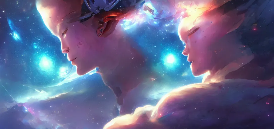 Prompt: a dramatic upward angle of a beautiful galaxy, view from a starship, digital art, incredibly beautiful render, art by artgerm and brian sum cinematic lighting, very coherent, hyper realism, high detail, 8 k jesper ejsing, by rhads, makoto shinkai and lois van baarle