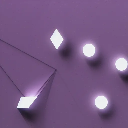 Prompt: rendering of simple angular geometric shapes with sharp edges, the shapes are made of plastic, pebbled surface, microtexture, small fluorescent tube lights illuminate the shapes, cool purple grey lighting, cgi, ambient occlusion, masterwork, instagram, 3 d design, advertising visualization, splash page, widescreen 4 k