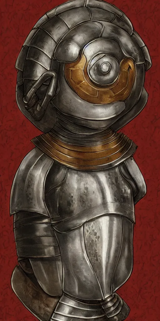 Prompt: Snail-themed medieval armor portrait