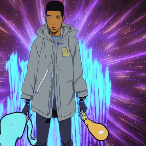 Prompt: anime still of kid cudi