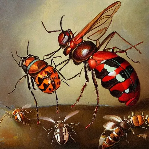 Image similar to a painting of insects by jean - pierre arboleda.