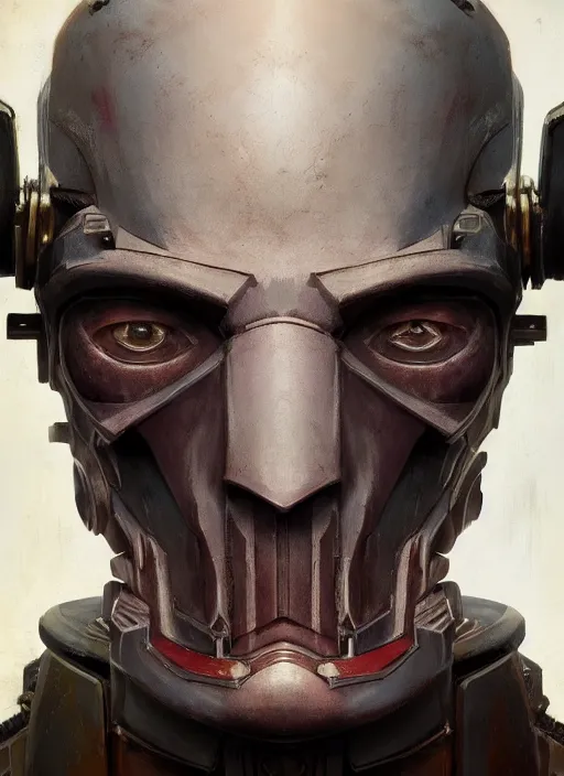 Prompt: hyper realistic portrait of warhammer android face symmetric cinematic, chaos marine, artstation, cgsociety, full head, greg rutkowski, james gurney, mignola, craig mullins, brom