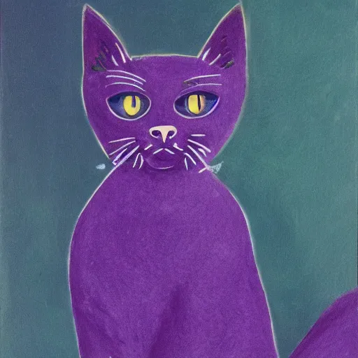 Prompt: a cat fully stained in purple