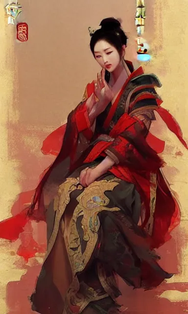 Prompt: ancient chinese beauties, by Ruan Jia and Krenz Cushart