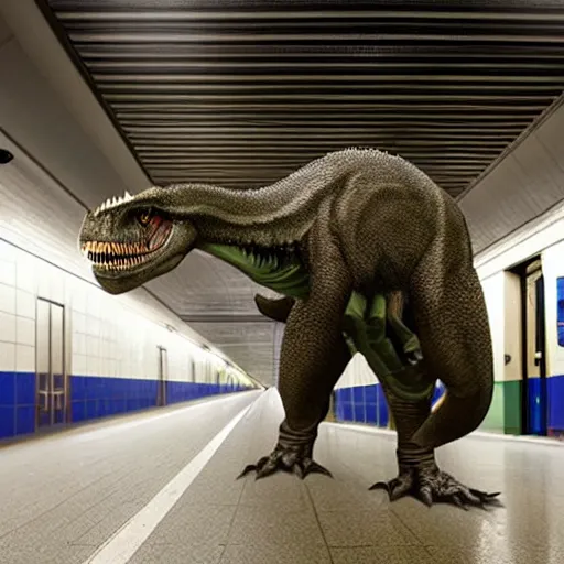 Image similar to a t - rex in the subways