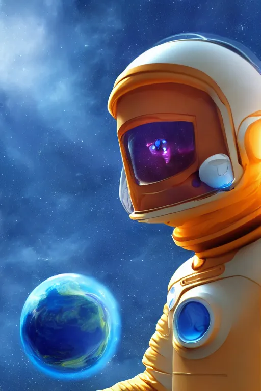 Prompt: a lonely chicken wearing a space suit without helmet in a alien planet, profile picture, digital art, concept art, trending on DeviantArt, highly detailed, high quality, 4K, cartoon, high coherence, path traced, blue sky in the background, octane render, digital painting, no helmet, masterpiece, anatomically correct
