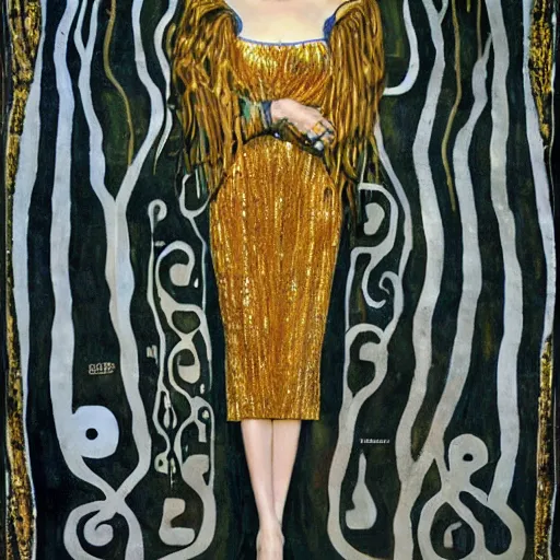 Prompt: an amazing award winning photo of angelina jolie as of adele bloch - bauer by gustav klimt