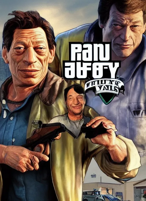 Image similar to jim varney as gta 5 cover art