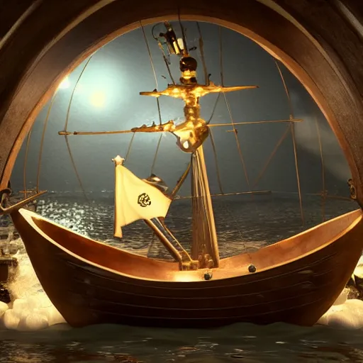 Prompt: a bath tub with a pirate ship battle in, highly detailed, cinematic lighting, render, fantasy