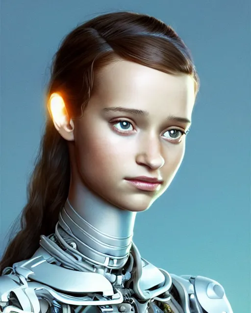 Prompt: weta disney pixar movie still head and torso portrait photo of young alicia vikander as thoughtful intricate detailed mechanical white plastic cyborg girl by pixar, by weta, wlop, ilya kuvshinov, rossdraws, artgerm, latex, iridescent, bright morning, anime, liosh, mucha