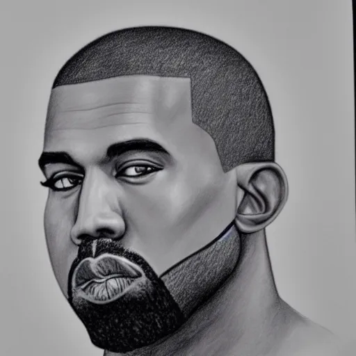 Image similar to detailed pencil sketch of Kanye West, trending on art station