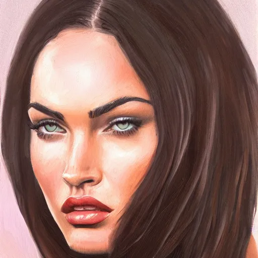 Image similar to a portrait of megan fox, oil painting