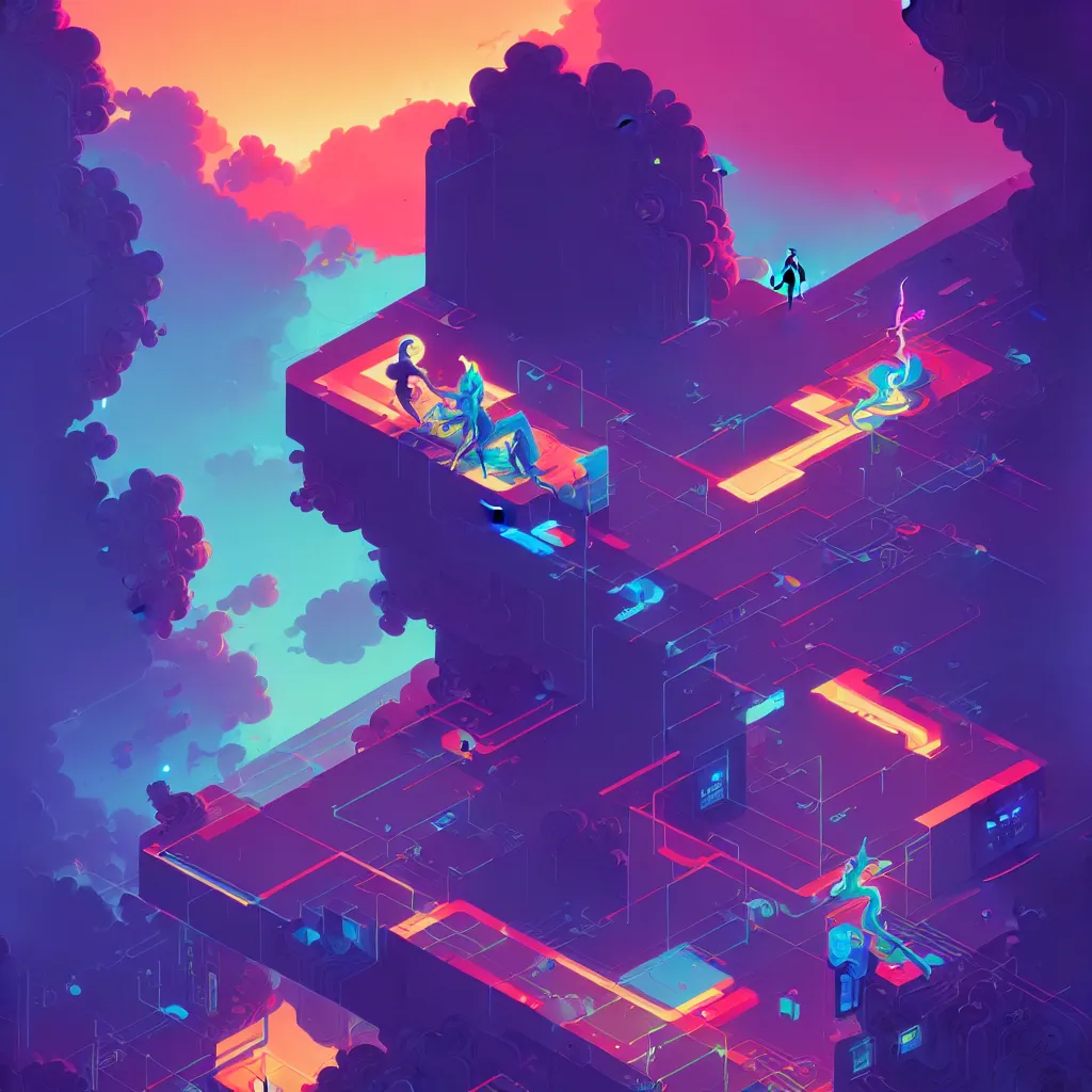 Image similar to a micro-service deployed to a datacenter, road, connector, defence, wall, cloud, security, cyber, attack vector, trending on Artstation, painting by Jules Julien, Leslie David and Lisa Frank and Peter Mohrbacher and Alena Aenami and Dave LaChapelle muted colors with minimalism