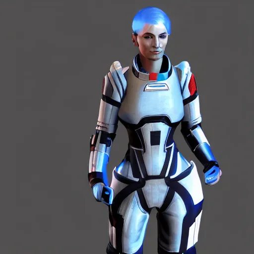 Prompt: futuristic female spacesuit, mass effect game