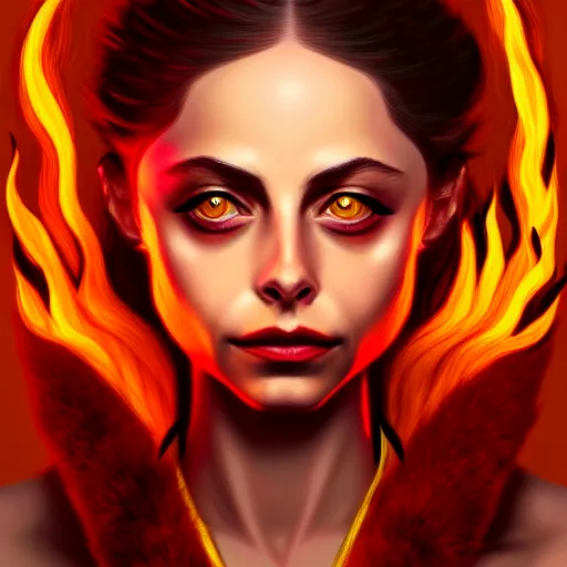 Prompt: queen of fire willa holland, highly detailed, digital painting, artstation, concept art, smooth, sharp focus, illustration