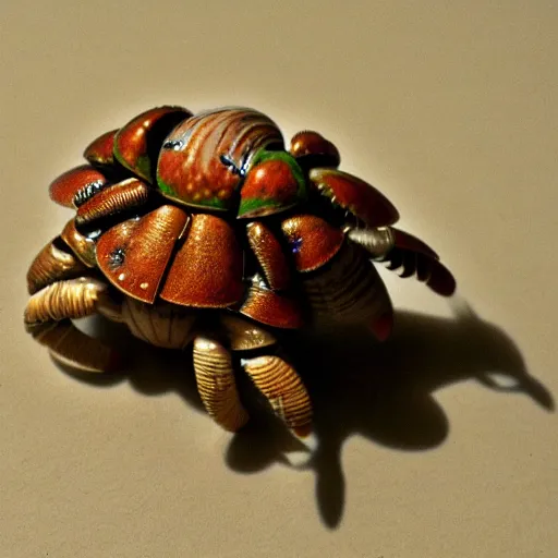 Prompt: a rococo steampunk hermit crab.