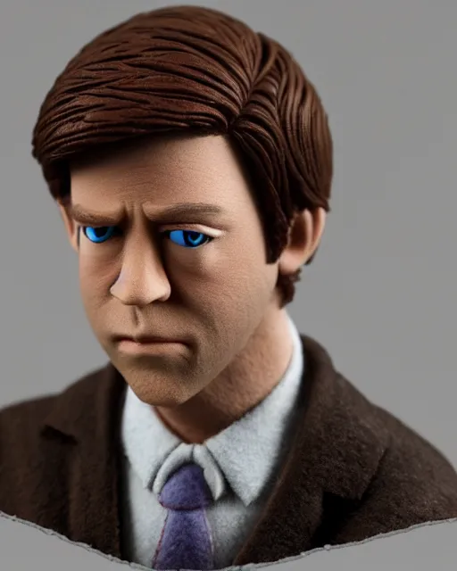 Image similar to jim halpert as a muppet. highly detailed felt. hyper real photo. 4 k.