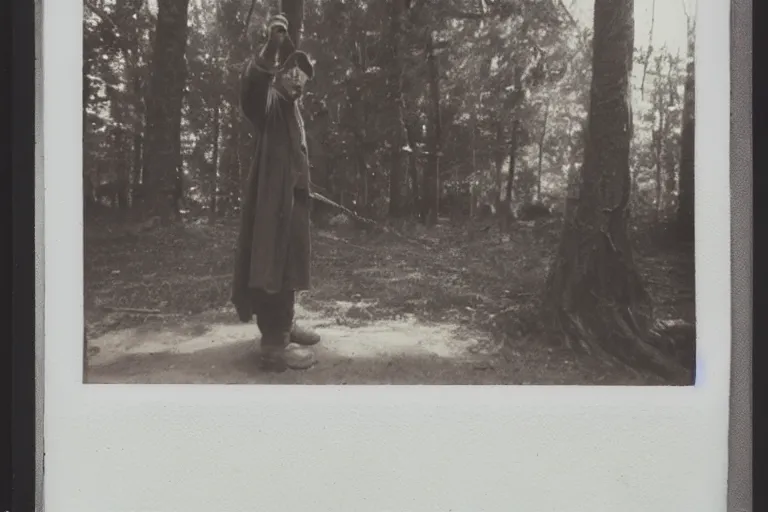 Image similar to old polaroid of a mage casting a spell, wide angle, full body