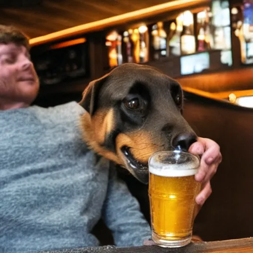 Image similar to dog drinks beer in the bar in germany