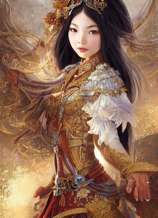 Image similar to digital painting of royal princess asian girl by filipe pagliuso and justin gerard symmetric fantasy highly detailed realistic intricate port