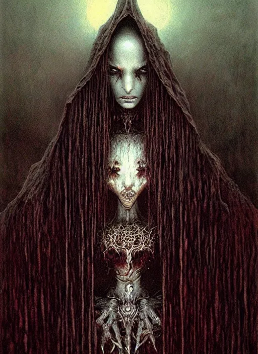 Prompt: majestic dark necromancer queen by Beksinski, Luis Royo