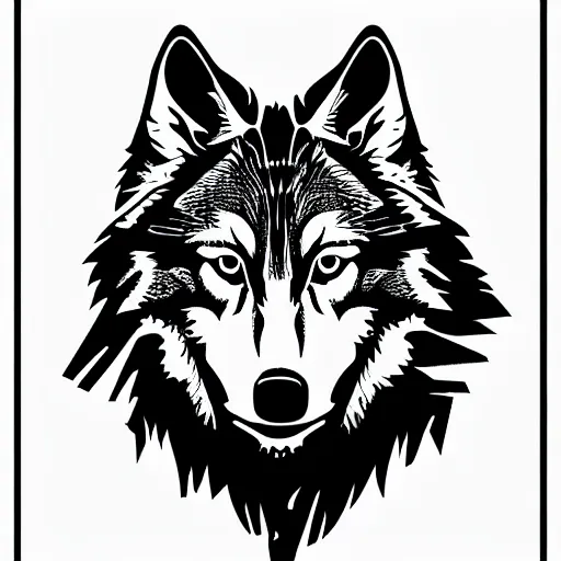Prompt: stencil on paper detailed vector wolf