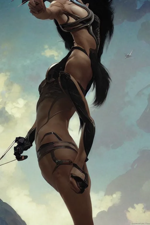 Prompt: beautiful woman with white hair and brown skin as aeon flux profile picture by Greg Rutkowski, dynamic pose, intricate, futuristic, fantasy, elegant, by Stanley Artgerm Lau, greg rutkowski, thomas kindkade, alphonse mucha, loish, norman Rockwell,