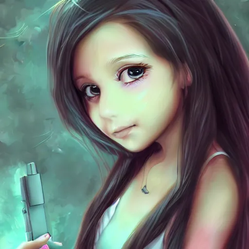 Image similar to portrait of a cute beautiful girl holding a balisong, anime digital art, creepy