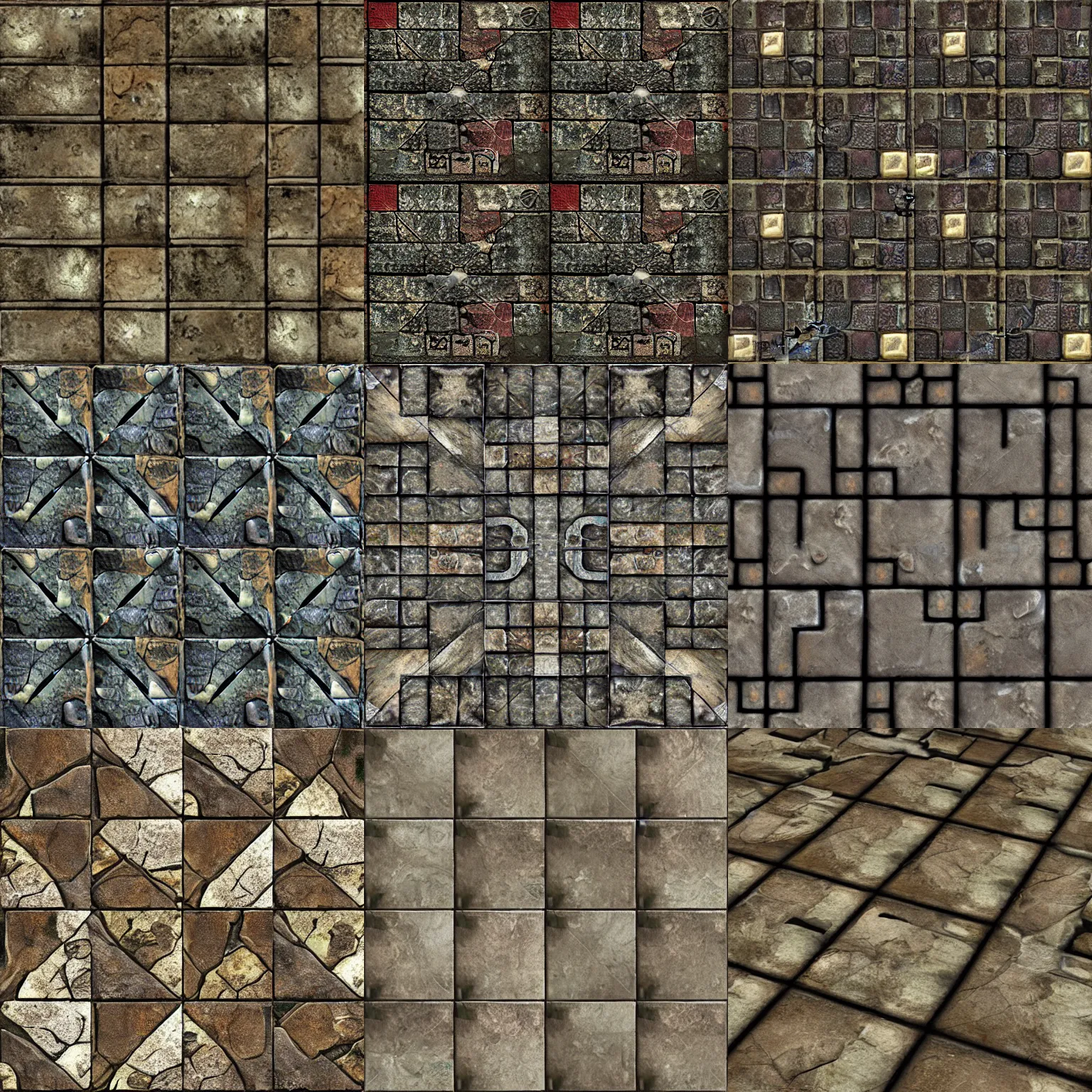 Prompt: dilapidated dungeon stone floor tiles texture, video game asset