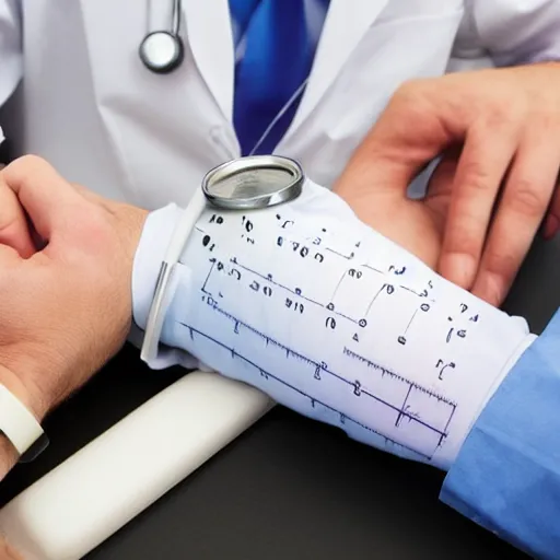 Image similar to A doctor measuring a male patient's blood pressure