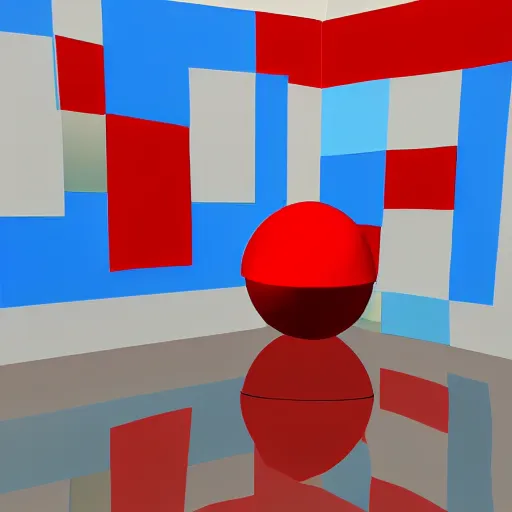 Image similar to a Red Cube under a blue Sphere