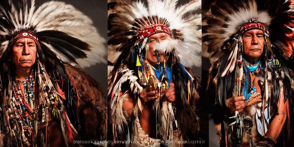 Image similar to of Native American shaman drumming by Liam Wong and Boris Vallejo