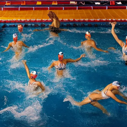 Image similar to uhd photo of olympic swimmers swimming in cheese sauce instead of water, uhd hyperdetailed photography, photo by annie leibowitz