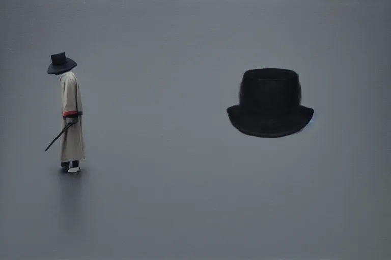 Prompt: samurai in raven - shaped hat artwork by tim eitel