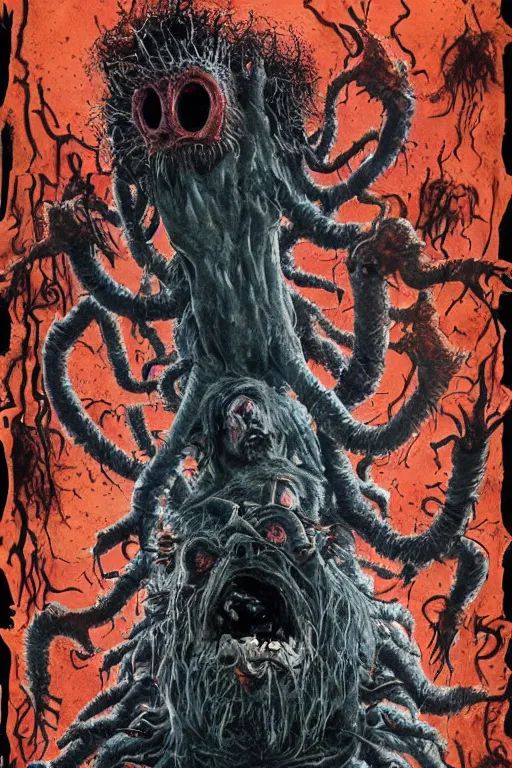 Prompt: a photorealistic horrific gorey nightmarish painted movie poster for The Thing 2 in the style of john carpenter and wayne barlowe